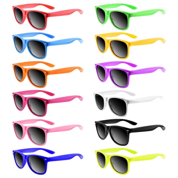 Gafas de sol para niños Bouiexye Neon Party Favors, paquete de 12 unidades, de 3 a 6 años