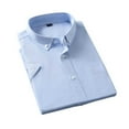 thumbnail image 4 of AHTJRT Mens Slim Fit Stretch Short Sleeve Button Down Dress Shirts with Spread Collar Business Casual Outfits Blue M, 4 of 8