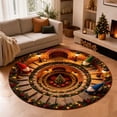thumbnail image 5 of BZPIZ 24“ Christmas Round Rug, 3D Optical Illusion Train Tunnel Prank Rug, Christmas Train Holiday Floor Mat for Living Room Bedroom Entryway, 5 of 7