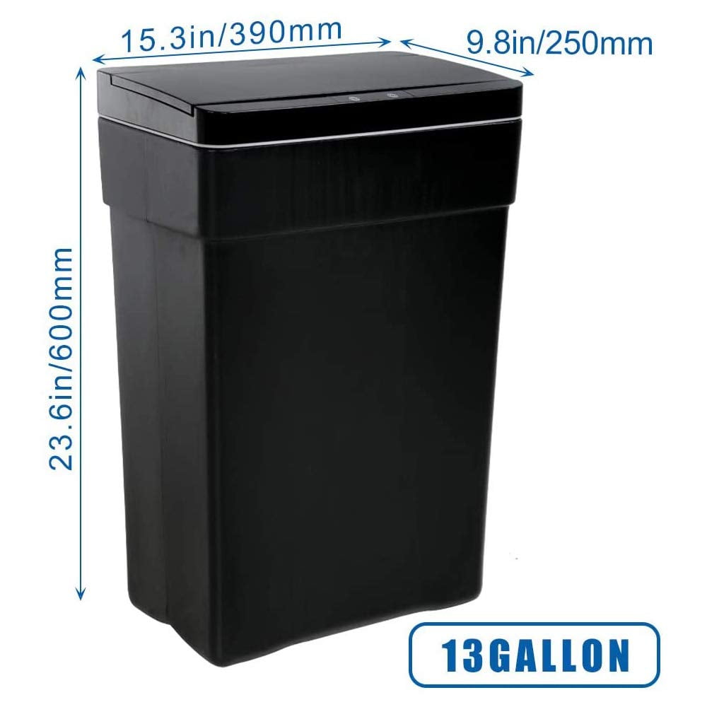 NiamVelo Automatic Trash Can 13 Gallon Garbage Bin Waste Bins with Lid Garbage Can Touch Free Trash Can Sensor Kitchen Waste Bin for Bedroom Bathroom Home Office, Black