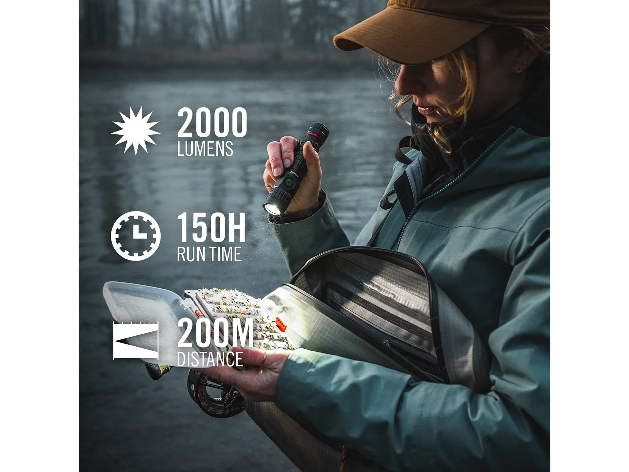 Coast 3022074 PX200R 2000 Lumens Black LED Rechargeable Flashlight