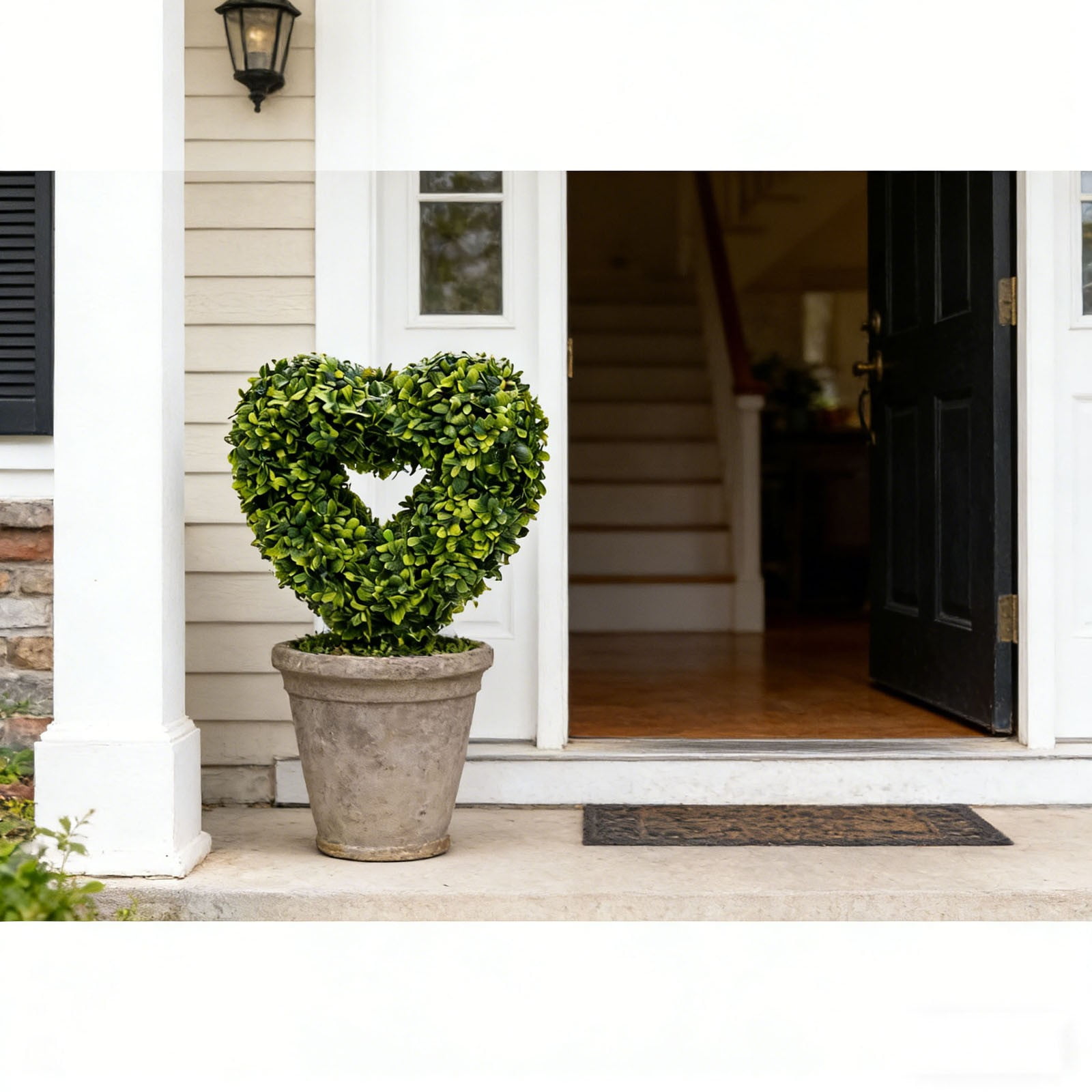 DAMAI 11.8in Artificial Heart Openwork Boxwood Topiary, Valentine's Day Heart Shaped Topiary Trees, Faux Boxwood Decoration Ball Tree with Planter Pots for Indoor Outdoor Home Porch Decor