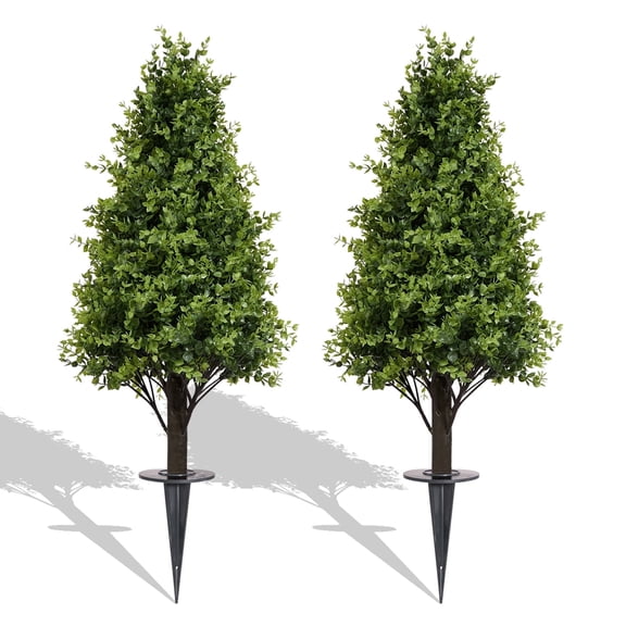Poetree 36 inch Artificial Eucalyptus Topiary Tree with Ground Spike - UV Resistant, Low Maintenance, Realistic Foliage for Indoor & Outdoor Decor