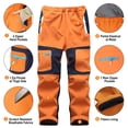 thumbnail image 4 of FEN AI Kids Boys Waterproof Snow Pants Youth Fleece Lind Hiking Softshell Warm Skiing Pants for Girls Insulated Trousers, 4 of 10
