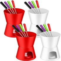 4 Pcs Fondue Set Fondue Pot Mini Fondue Pot Set Melting Bowl Set with 16 Pcs Mini Forks for Cheese, Chocolate, Tapas, Butter and Caramel