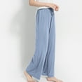 thumbnail image 2 of Defitshape Women's Pajama Bottoms Soft Lightweight Elastic Waist Sleep Pants Pj Straight Leg Solid Drawstring Sky Blue X-Large, 2 of 4