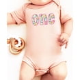 thumbnail image 4 of One Ink-Printed Pink Embroidered First Birthday Bodysuit for Baby Girl Floral 1st Birthday Outfit Peach Bodysuit 12 Months, 4 of 4