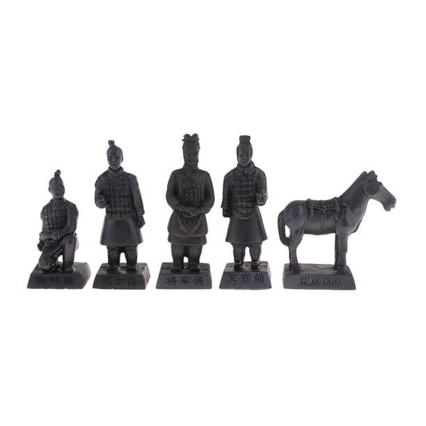8cm 5x estatua de de terracota chinos decoración del hogar artesanía regalo negro perfke Guerreros de terracota chinos
