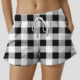 thumbnail image 2 of vigerkar Womens Checkered Drawstring Elastic Waist Casual Shorts Comfy Beach Shorts Summer Shorts Black, 3XL, 2 of 5
