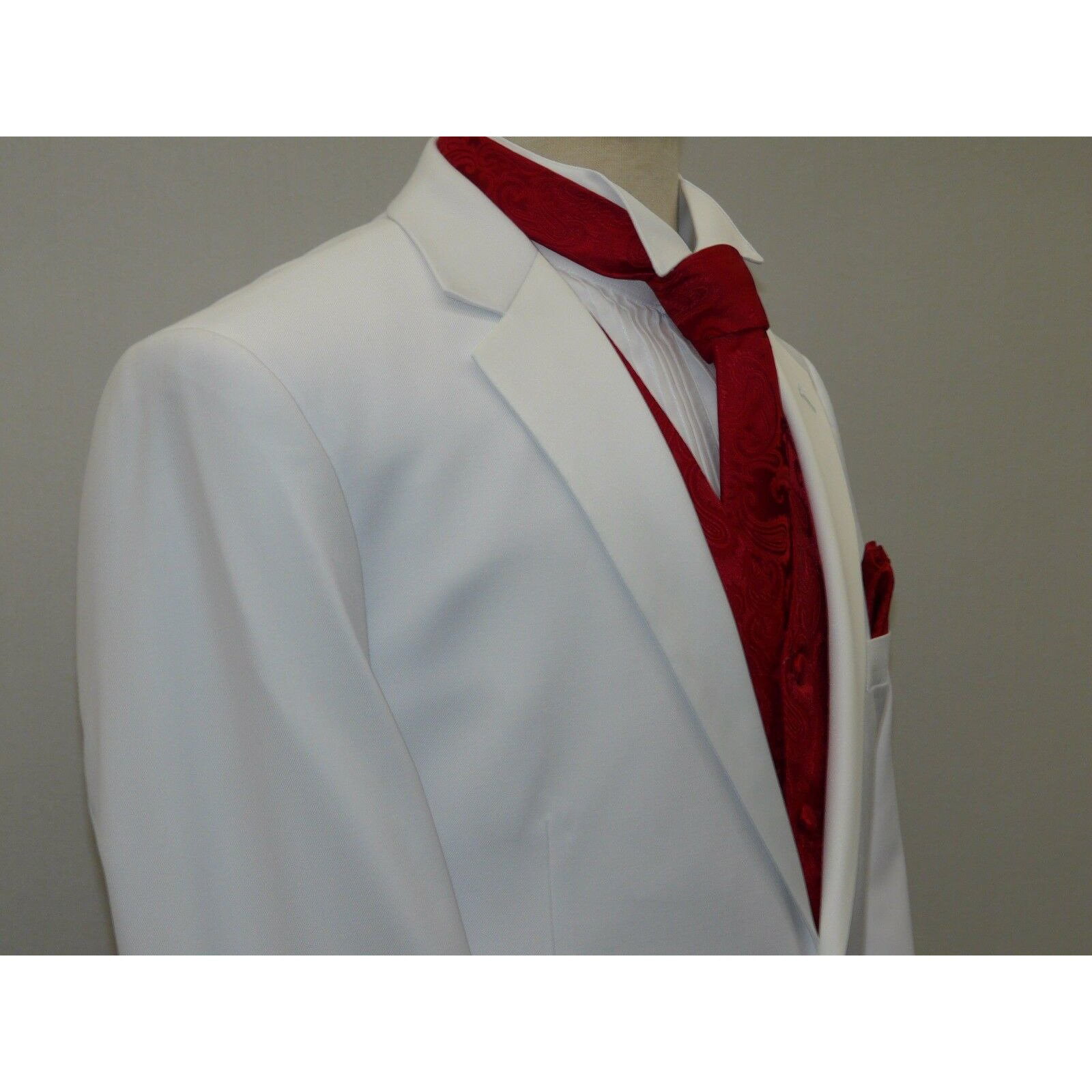 Men Renoir  Tuxedo Two Button Notch Formal with Satin Lapel trims 201-6 White 