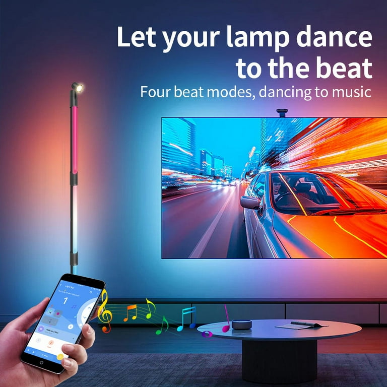 Lemohome Floor Lamp, New Bluetooth Rotatable RGB Warm White 3 Section w/ Remote APP Spotlight