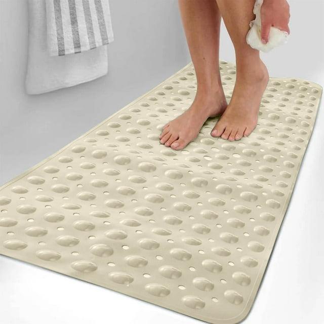 Fiudx Alfombrilla de Baño de Agarre Suave, Extra Larga, de Pvc Resistente, Apta para Niños Mayores, Lavable a Máquina, Ideal para Decorar El Baño.