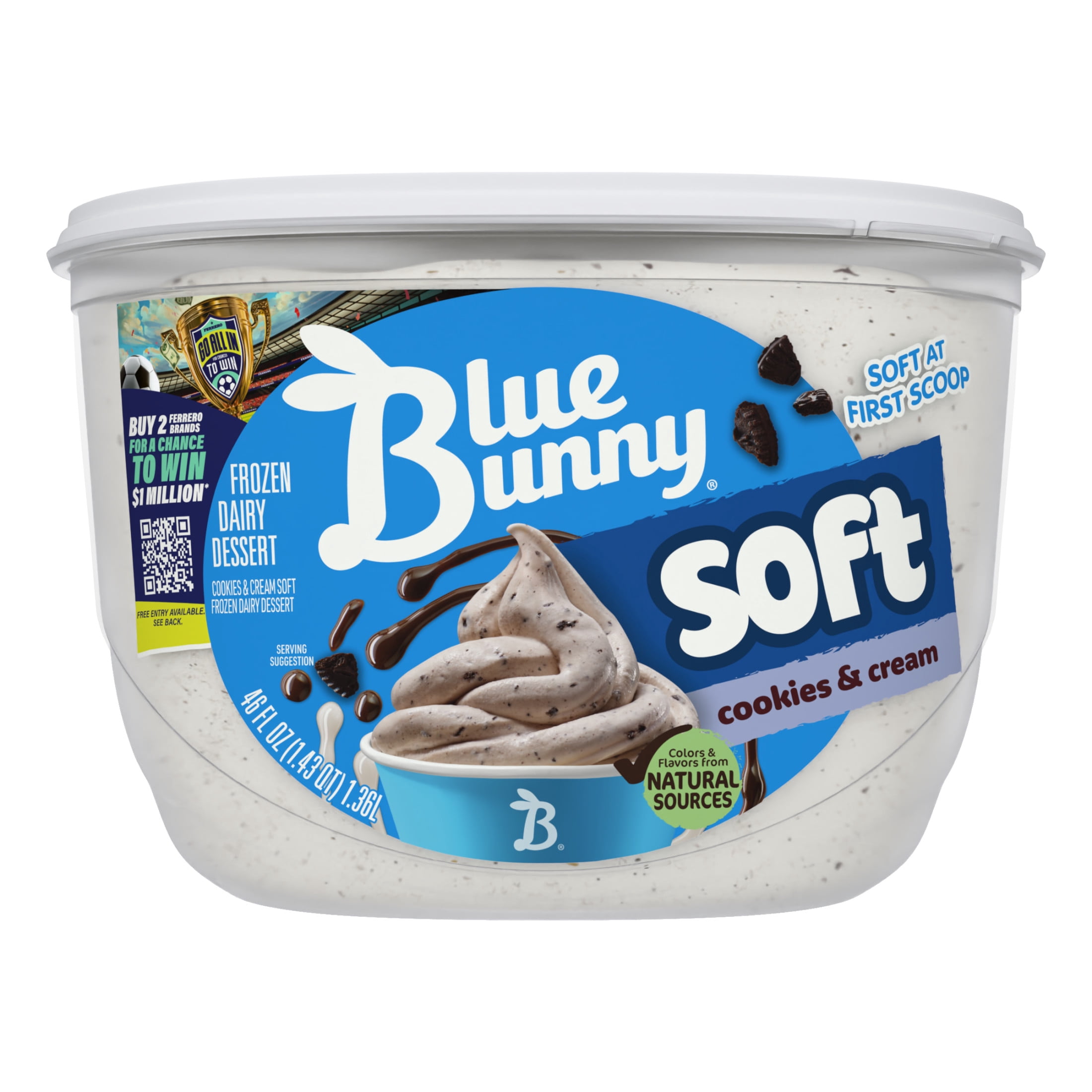 Blue Bunny Soft Cookies and Cream Premium Frozen Dessert, 46 fl oz