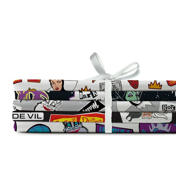 Springs Creative Cotton 21" Disney Villains Assorted Fat Quarter Bundle, 5 Pieces