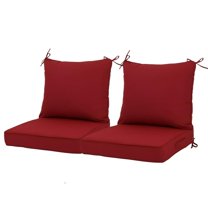 Tcbosik 2 Pack Outdoor Deep Seat Cushions, 24 x 24 inch Waterproof Seat Cushion for Patio Furniture, Red