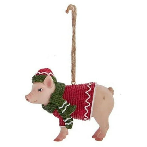 Pig Wearing Sweater Farm Animal Christmas Tree Ornament