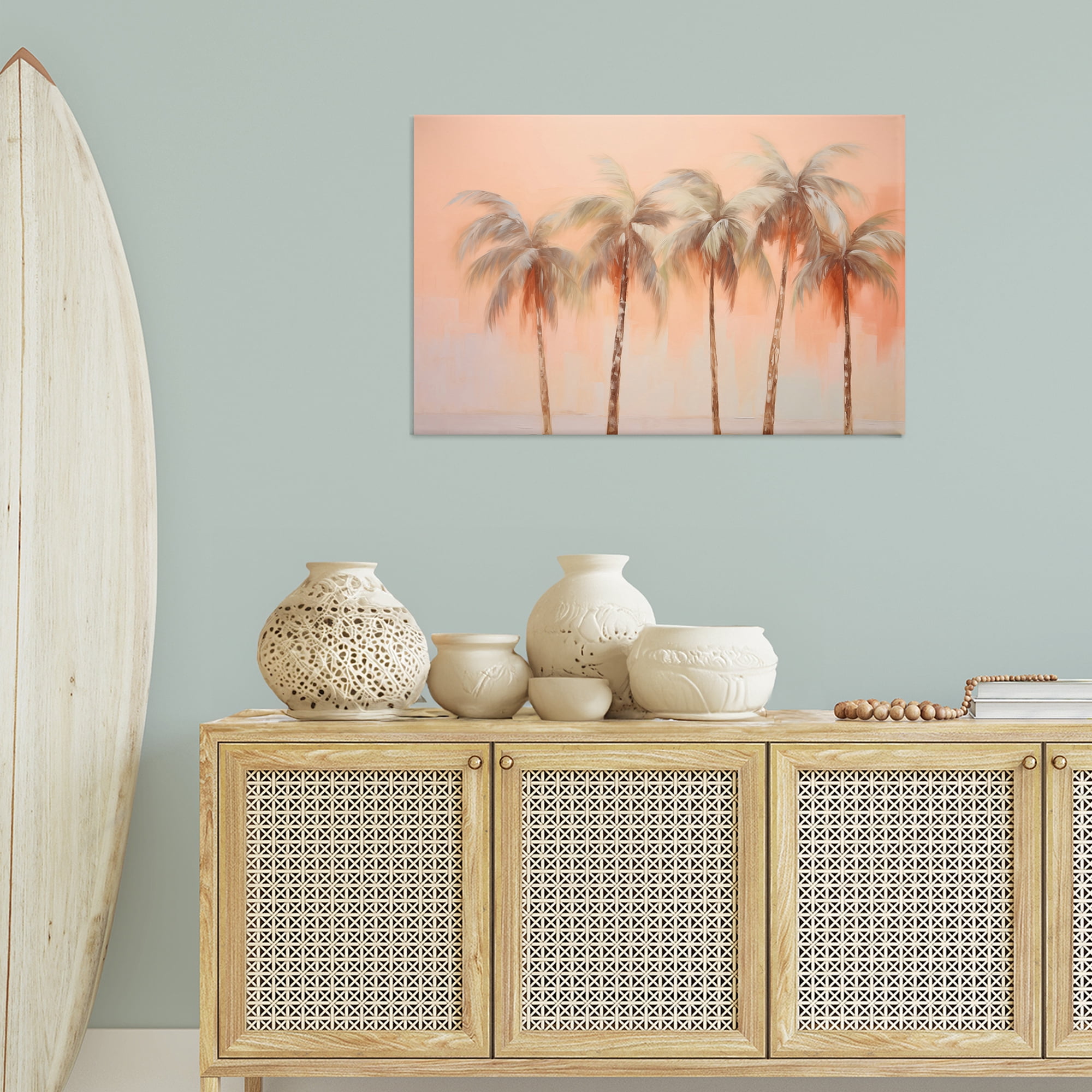Stupell Industries Soft Palm Tree Lineup Plants & Flowers Painting Wrapped Canvas Art Print Wall Art, 36 x 24