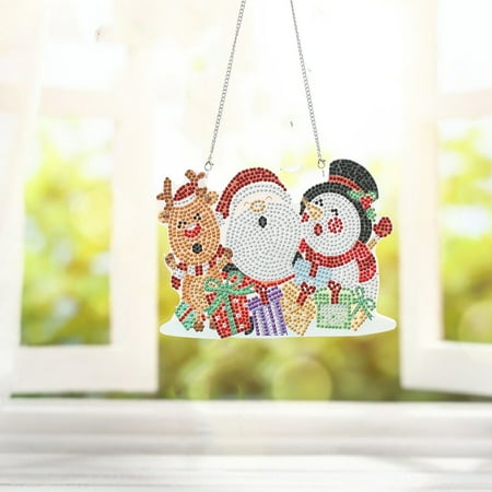

1 Set Christmas Pendant Eye-catching Exquisite Workmanship Creative Festive Diamond-Painting Tree Pendant for Front Door