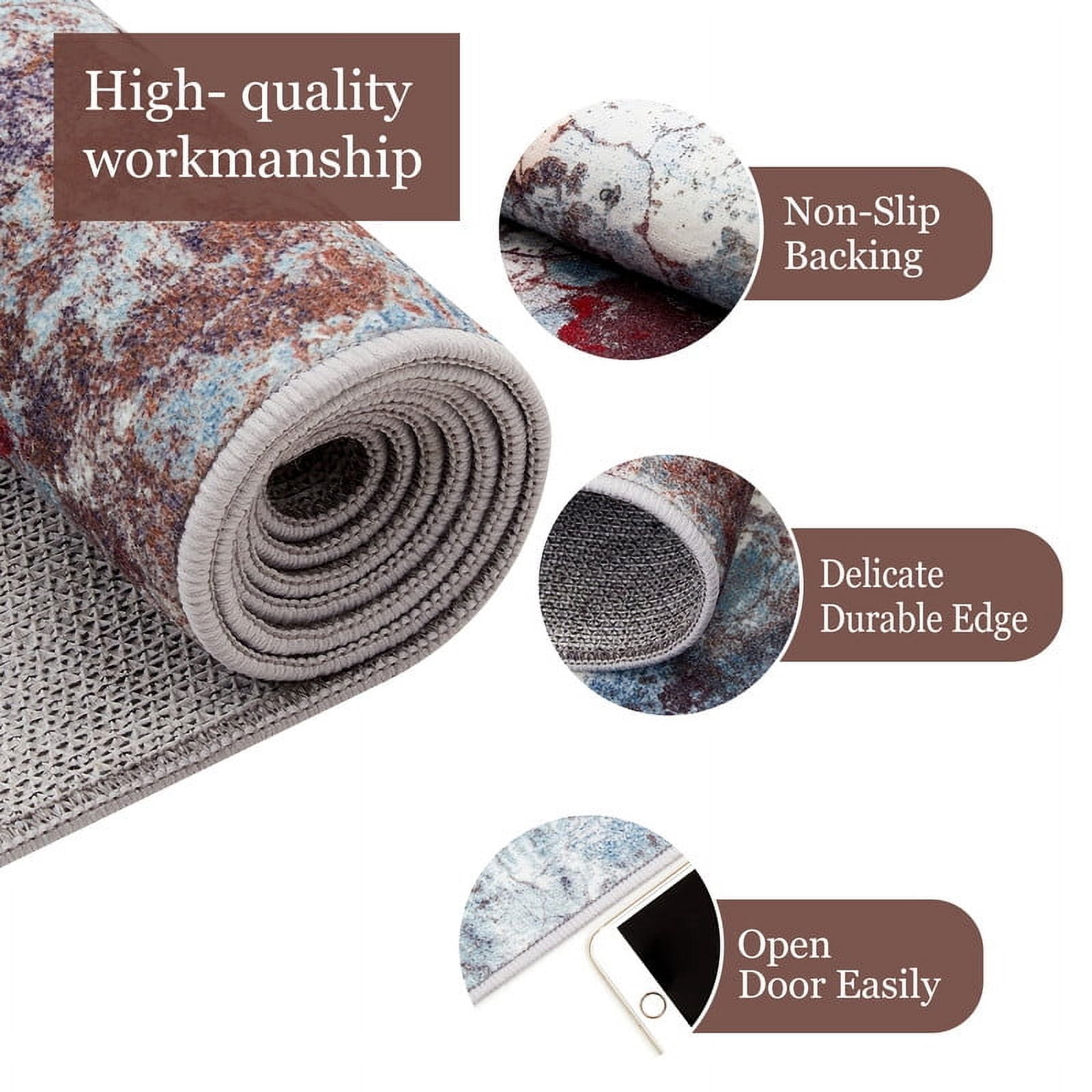 Runner Rug 2x6 Washable Hallway Rug Neutral Modern Soft Bedroom Carpet, Non-Slip Low Pile Contemporary Accent Mats for Kitchen Nursery Laundry Room Multi