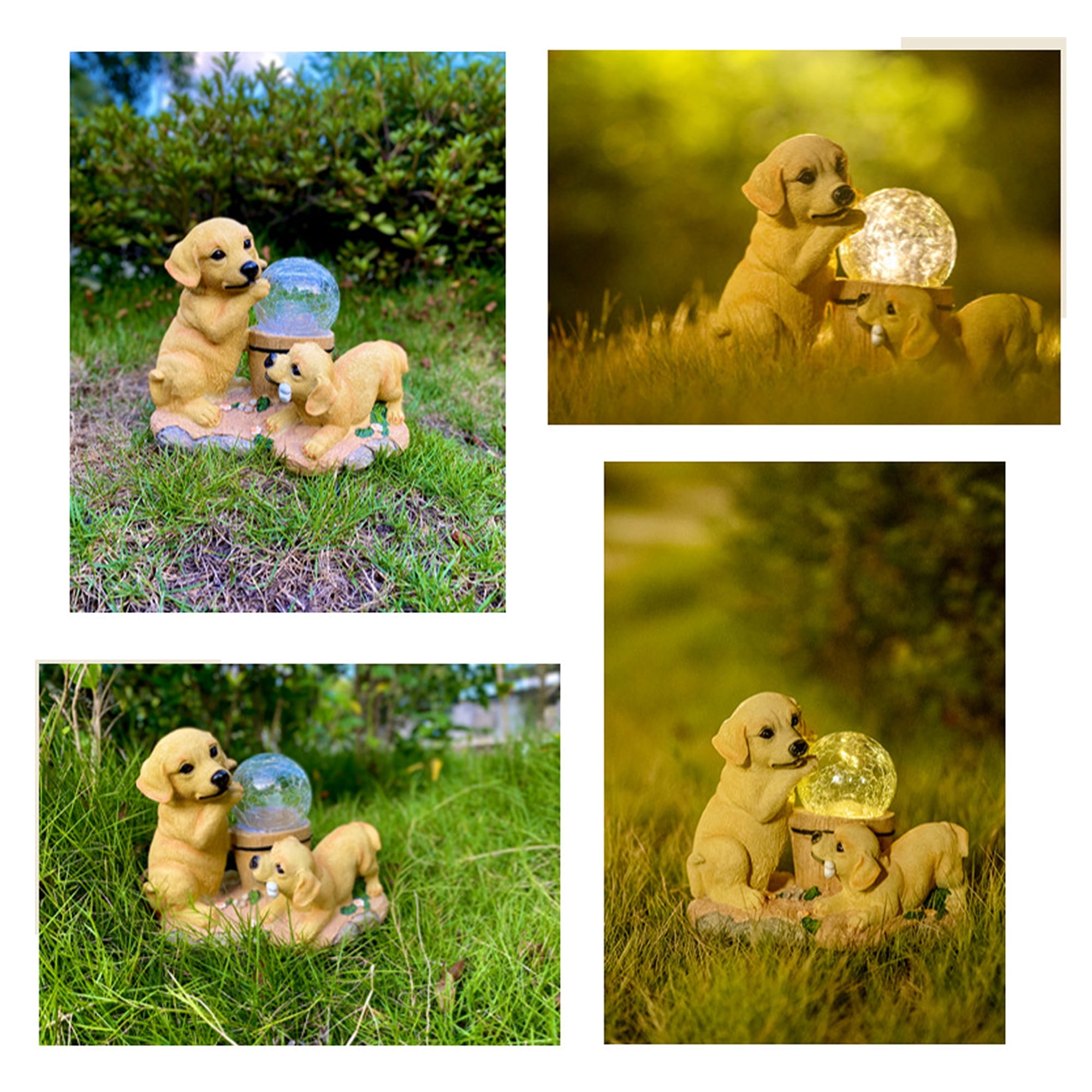 Solar Garden Dog Statue Light, Outdoor Puppy Figurine Resin Decoration for Garden Patio Pathway Yard Lawn Gifts