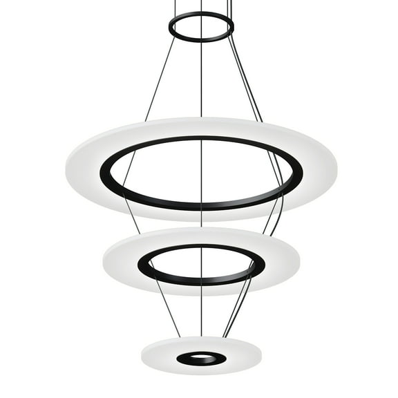Sonneman 2075 Arctic Rings 3 Light 31" Wide Led Ring Chandelier - Black