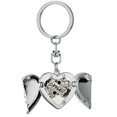 thumbnail image 1 of Flower s Black White Art Grain Outline Heart Angel Wing Key Chain Holder, 1 of 3