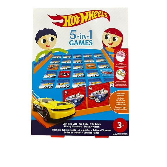 Hot Wheels 5-in-1 Kids Games Set for Travel, Parties and Game Nights with Family