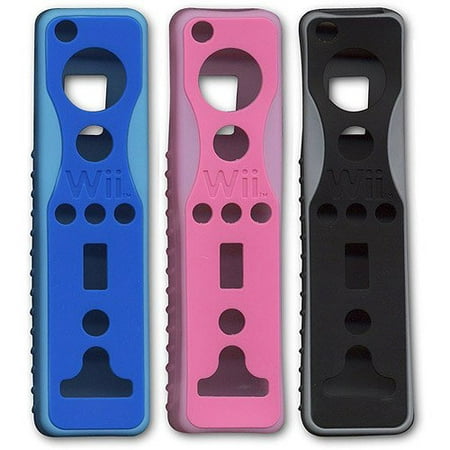 UPC 617885942020 product image for Nintendo Wii Remote Protection  (SET OF 3) Assorted colors: black, pink, blue | upcitemdb.com