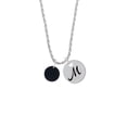 thumbnail image 2 of Delight Jewelry Acrylic 1/2" Disc Black Silvertone Script Initial Disc - M - Charm Necklace, 20"+3", 2 of 4