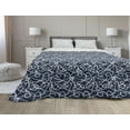 thumbnail image 1 of Navy Down Alternative Comforter, Hibiscus Hawaiian Tropical Island Flowers Petals and Buds Leaves Art Print, Microfiber Quilt for All Season, 5 Sizes, Dark Blue and Sky Blue, by Ambesonne, 1 of 3