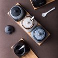 thumbnail image 2 of Simple Ceramic Sugar Bowl Salt Pot Pepper Storage Jar Practical Seasoning Pot Container Condiment Spice Box Holder for Home Kitchen (Ink Snow), 2 of 9