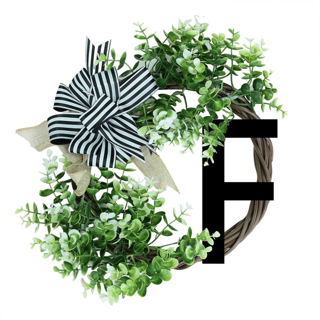 Unique Last Name Year Round Front Door Wreath With Bow Welcome Sign Garland 26 Letter Farmhouse Wreath For Front Door Spring All Mini Window Battery Powe Wreath Lights Solar Powe Wreath