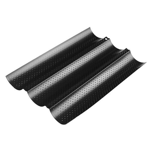 Perforación Antiadherente Tres Ranuras Pan Negro Onda Bandeja Para Hornear Estante Baguette Molde Para Hornear Molde Para Pasteles Bandeja Rectangular Para Hornear Molde Bandeja Para Pan Scienceny HA020540-00