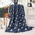 thumbnail image 2 of DarkBlue White Dinosaurs Plants Pattern Blanket,Comfortable Soft Flannel Throw Blanket,All Season,Warm Lightweight Blankets for Sofa Bed Couch Living Room Chair,40"x50", 2 of 4
