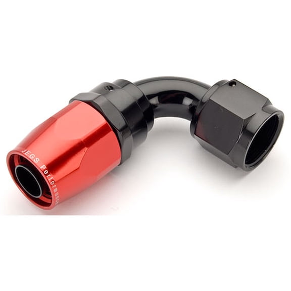JEGS Red/Black 90° Max Flow Swivel Hose End -10AN