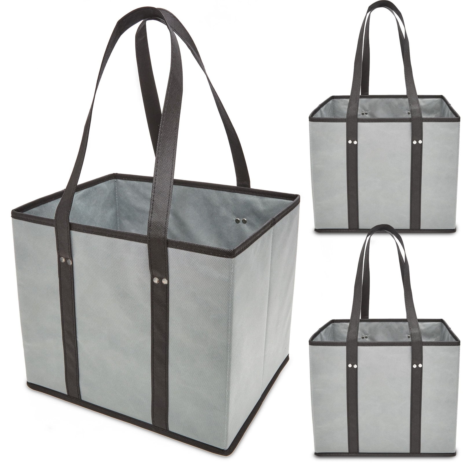 3 Pack Extra Large Reusable Heavy Duty Grocery Tote Shopping Bag with Pockets 