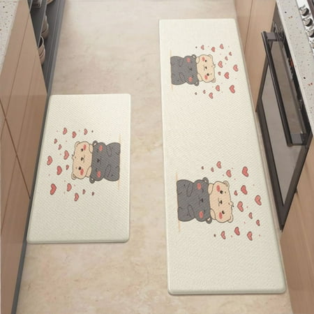 

Anti Fatigue Kitchen Mat Cute Bear Love Kitchen Rugs Non Slip Cushioned Standing Mat for Sink Floor Laundry Office Desk Plus 17.3 x 47.2
