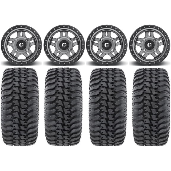 Fuel Anza Gunmetal 14" Wheels 30" Regulator Tires Sportsman RZR Ranger