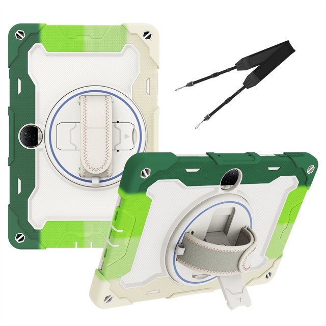 XYX 3in1 Rotating Stand Case for Honor Pad 9/Honor Tablet 9 HEY2-W09 12.1 inch with Hand/Shoulder Strap, Shockproof Rugged, Colorful Green