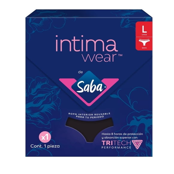 Ropa Interior Bikini para Menstruación Saba Intima Wear Negro Talla Grande