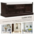 thumbnail image 3 of Storage Bench with 2 Drawers and 2 Cabinets, Shoe Bench with Seating &Velvet Removable Cushion, Wooden Organizer Storage Bench for Entryway Living Room Bedroom, Espresso, 3 of 7
