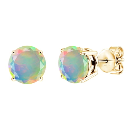 V3 Jewelry® 18kt Gold Plated White Ethiopian Opal Stud Earrings for Women