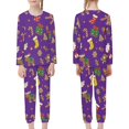 thumbnail image 2 of Renewold Christmas Socks Pajama Set for Children 2 Pieces Candy Canes Purple Tracksuit Warmth Nightwear Sleepwear for Spring Fall Personalized PJ Size 9-10, 2 of 5