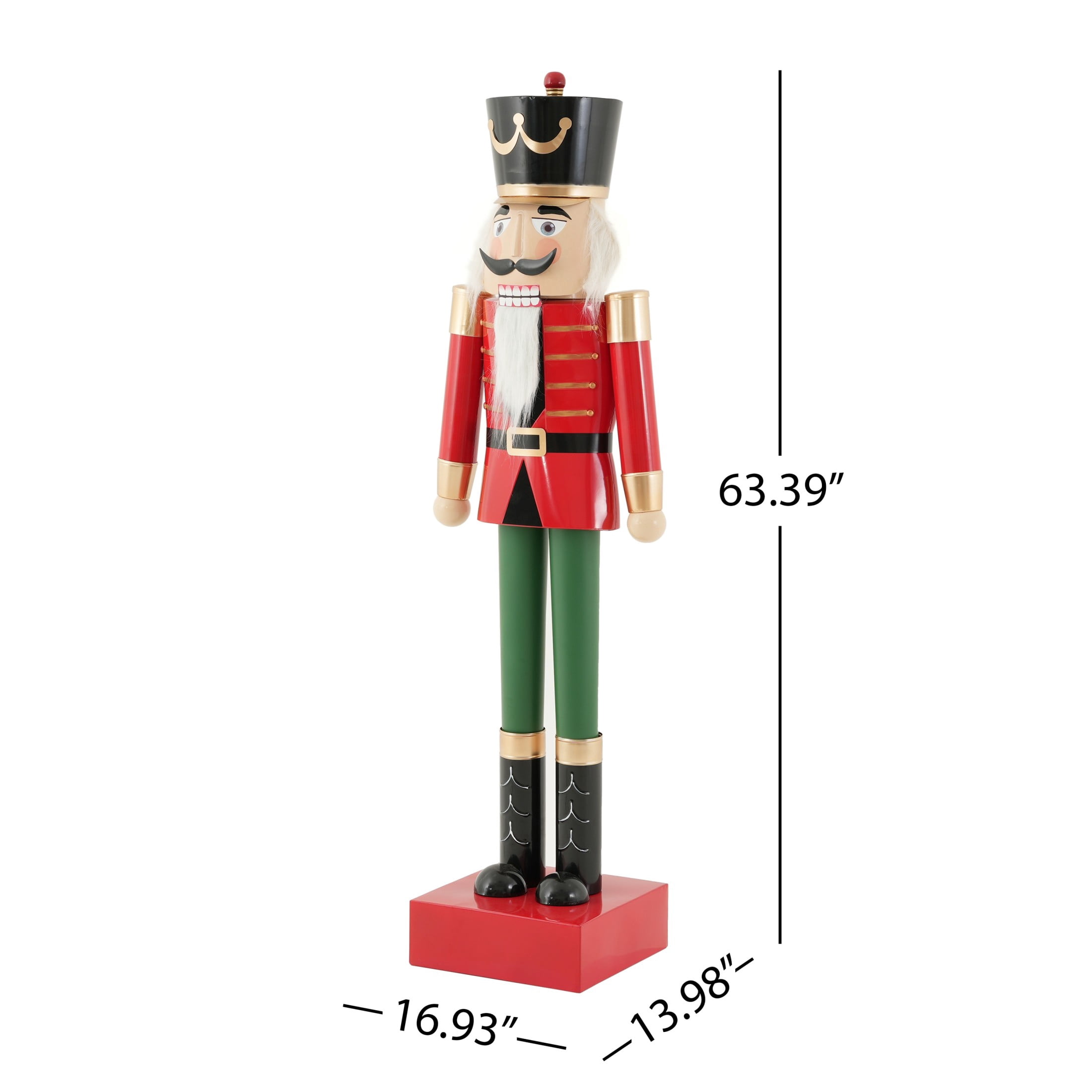 Christopher Knight Home 63" Large Iron Nutcracker Christmas Decor, Standing Soldier Holiday Ornament