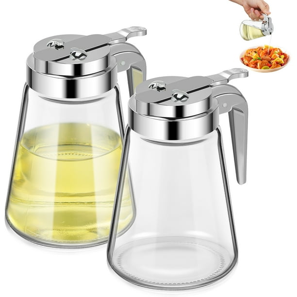 FELTECHELECTR Dispensador de azúcar de vidrio de 2 piezas, jarabe para café, barra, azúcar o miel.