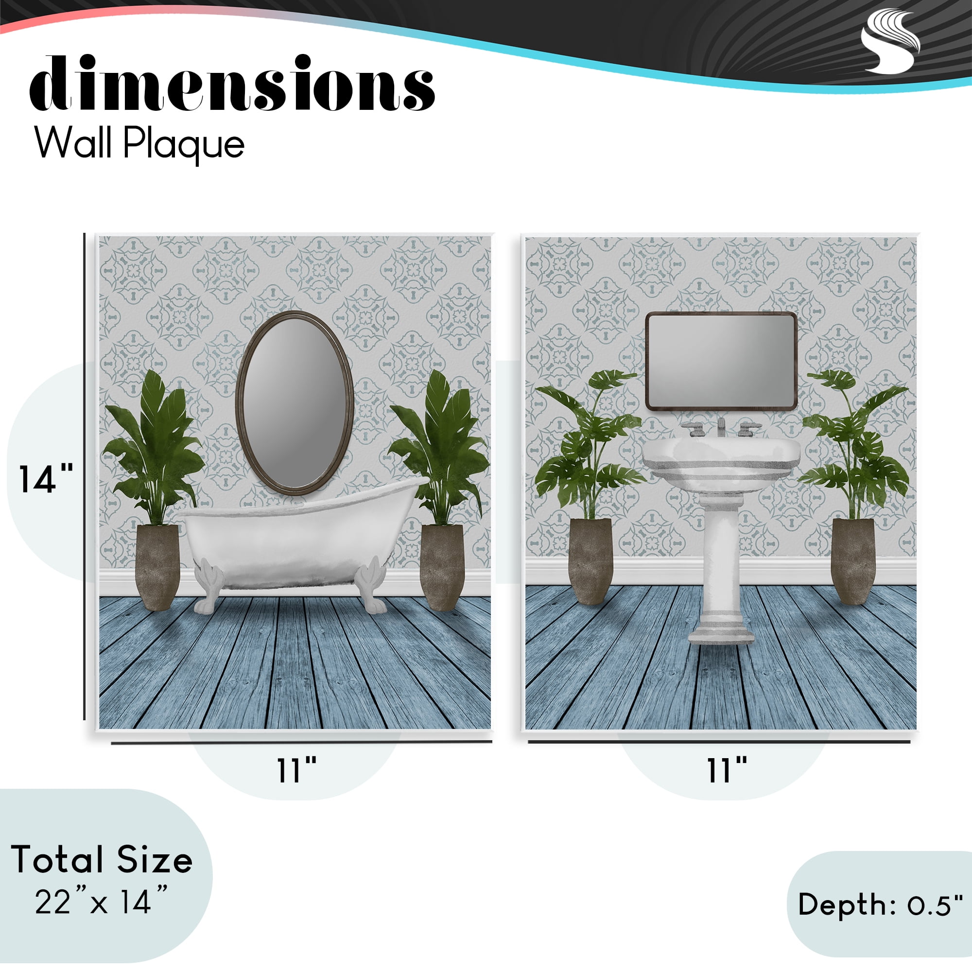 Stupell Industries Bathroom's Restful Wash 2 Piece Wall Plaque Art Set, design by Marcus Prime