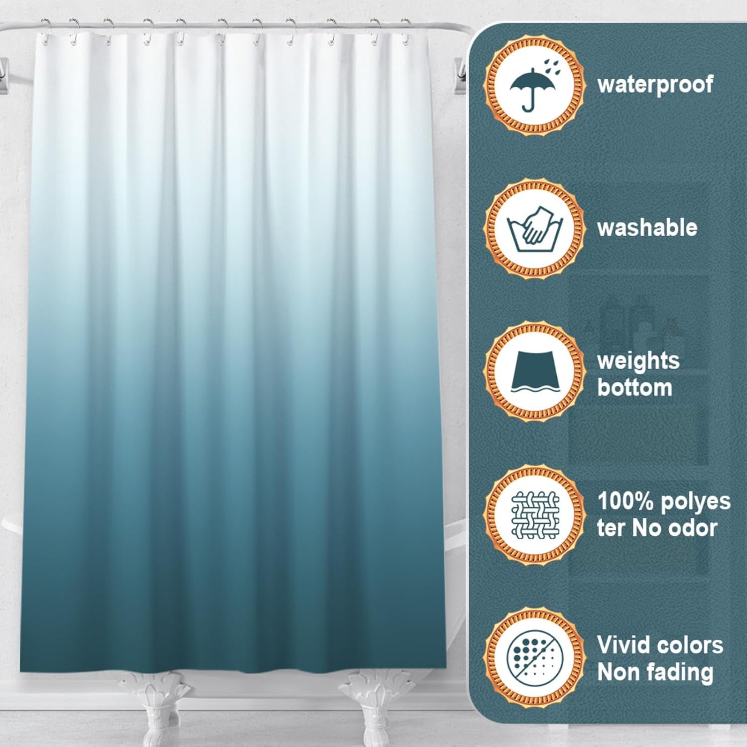 Sage Green Bathroom Sets with Shower Curtain and Rugs Waterproof Shower Curtain Sets 1 Piece and Soft Bathroom Rugs Sets 3 Piece for Luxury Bathroom Decor Set