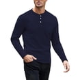 thumbnail image 2 of Timegard Long Sleeve Shirts for Men Fall Casual Breathable Button V Neck Shirts with Pocket Golf Work Solid Color Tee(Navy,M), 2 of 7