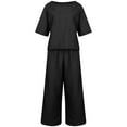 thumbnail image 3 of Hanerdun Women Pajama Set Female 2PCS Short Sleeve Sleepwear Nightwear Black S, 3 of 5