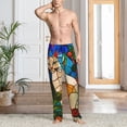 thumbnail image 6 of Lsque Stained Glass Cat Art Print Men's Pajama Pants, Lounge Pant - Comfortable Home Wear,Elastic Waistband, Stylish Design-Large, 6 of 9